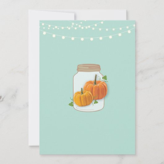 Pumpkin Jar Fall Mint Lights Babydusche Einladung (Rückseite)