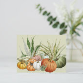 Pumpkin Kaktus und Pflanze Wasserfarbe Postkarte (Stehend Vorderseite)