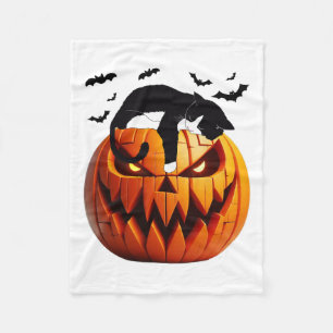 Pumpkin Katze Tuxedo Halloween bringen Spannung fü Fleecedecke