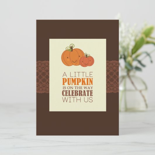 Pumpkin-Kinderdusche Einladung (Stehend Vorderseite)