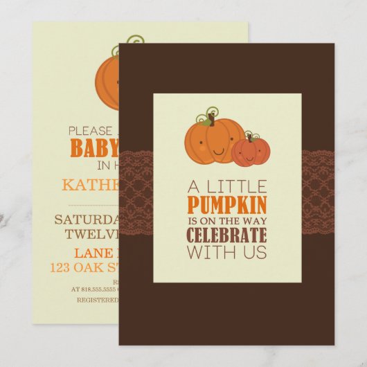 Pumpkin-Kinderdusche Einladung (Vorne/Hinten)