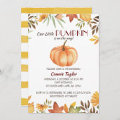 Pumpkin-Kinderdusche, Herbstblätterung, Herbstspri Einladung (Vorne/Hinten)