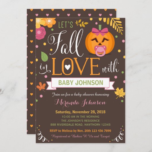 Pumpkin-Kinderdusche, lassen Sie uns in Liebe einl Einladung (Vorne/Hinten)