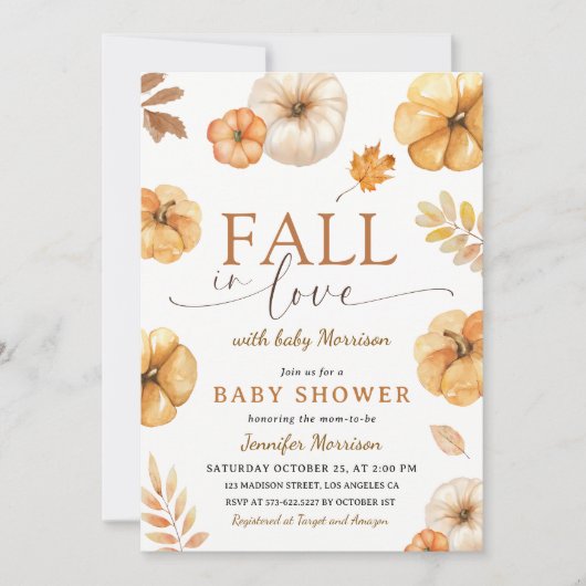 Pumpkin-Kinderdusche sinkt in Liebe Geschlecht neu Einladung (Vorderseite)