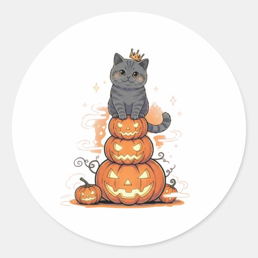 Pumpkin King Brit - Regal British Shorthair Runder Aufkleber (Vorderseite)