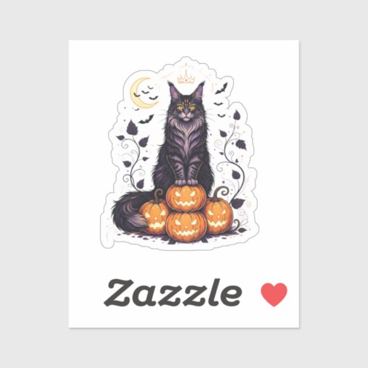Pumpkin King Coon - Maine Coon Halloween Aufkleber (Blatt)