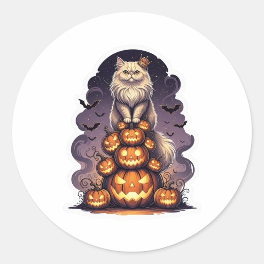Pumpkin King Persian - Persian Cat Halloween Runder Aufkleber (Vorderseite)
