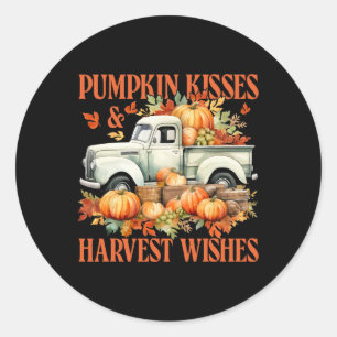 Pumpkin Kisses and Harvest wünscht Farm Truck Dank Runder Aufkleber