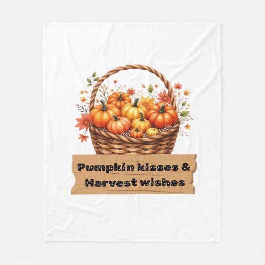 Pumpkin Kisses & Harvest Wünsche Fall Design Overs Fleecedecke (Vorderseite)