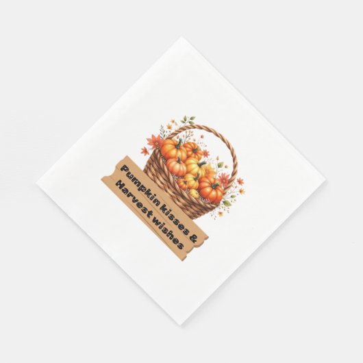 Pumpkin Kisses & Harvest Wünsche Fall Design Overs Serviette (Ecke)