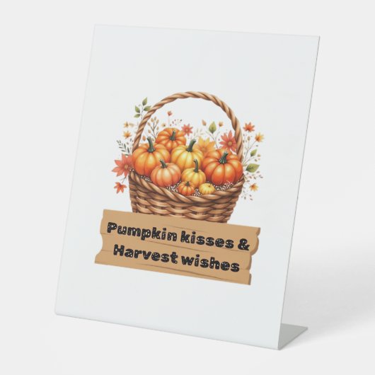 Pumpkin Kisses & Harvest Wünsche Fall Design Overs Sockelschild (Vorderseite)