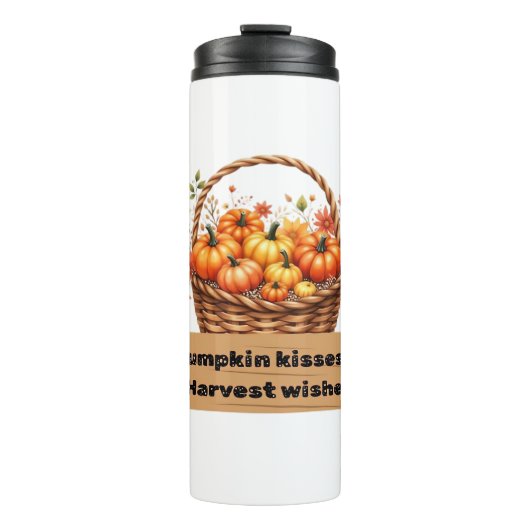 Pumpkin Kisses & Harvest Wünsche Fall Design Overs Thermosbecher (Vorderseite)
