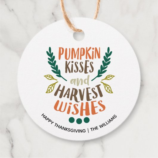 Pumpkin Kisses, Harvest wünscht Erntedank Custom Geschenkanhänger (Rückseite)