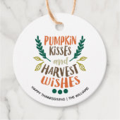 Pumpkin Kisses, Harvest wünscht Erntedank Custom Geschenkanhänger (Vorderseite)