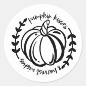 Pumpkin Kisses Harvest wünscht Erntedank Runder Aufkleber (Vorderseite)