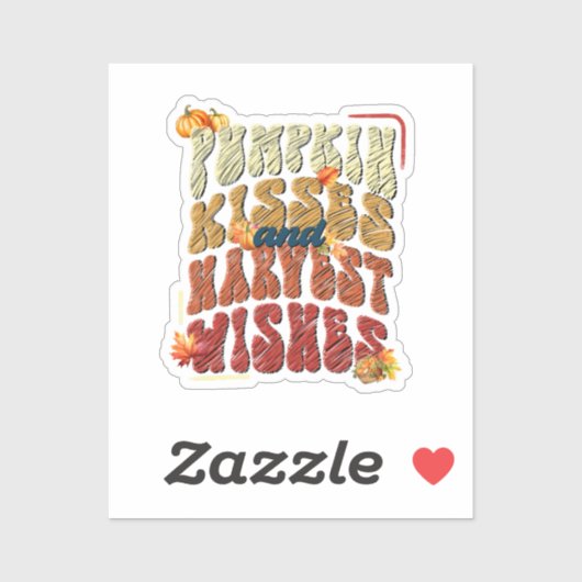 Pumpkin Kisses und Erntewünsche, Herbst Aufkleber (Blatt)
