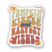Pumpkin Kisses und Erntewünsche, Herbst Aufkleber (Vorderseite)