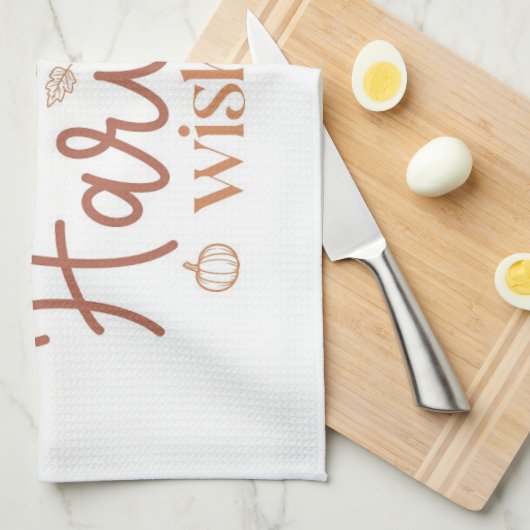 Pumpkin Kisses und Harvest Wünsche Geschirrtuch (Viertel Falte)