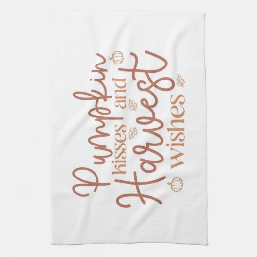 Pumpkin Kisses und Harvest Wünsche Geschirrtuch (Vertikal)