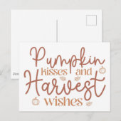Pumpkin Kisses und Harvest Wünsche Postkarte (Vorne/Hinten)