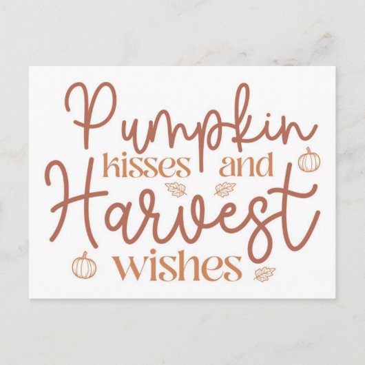 Pumpkin Kisses und Harvest Wünsche Postkarte (Vorderseite)