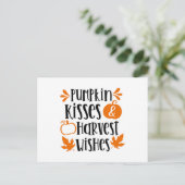 Pumpkin Kisses und Harvest Wünsche Postkarte (Stehend Vorderseite)