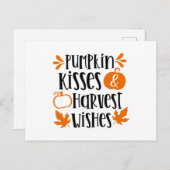 Pumpkin Kisses und Harvest Wünsche Postkarte (Vorne/Hinten)