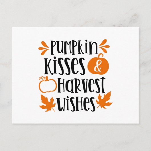 Pumpkin Kisses und Harvest Wünsche Postkarte (Vorderseite)