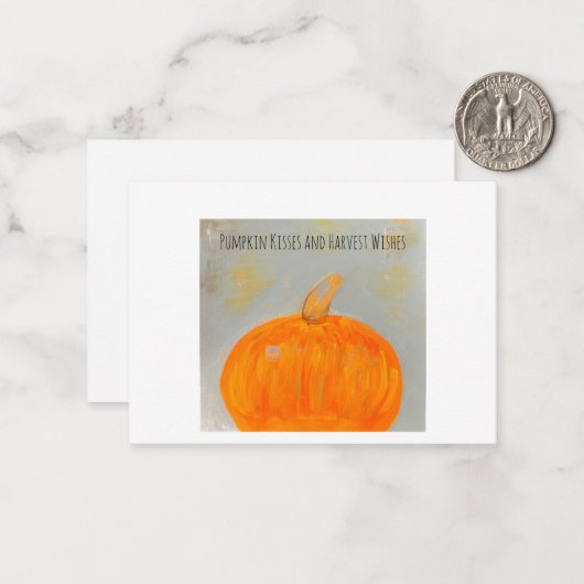 Pumpkin Kisses White Flat Note Card Mitteilungskarte (Vorderseite/Rückseite Beispiel)