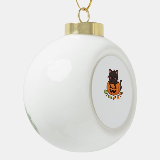 Pumpkin Kitty Parade Essential T - Shirt Keramik Kugel-Ornament (Links)