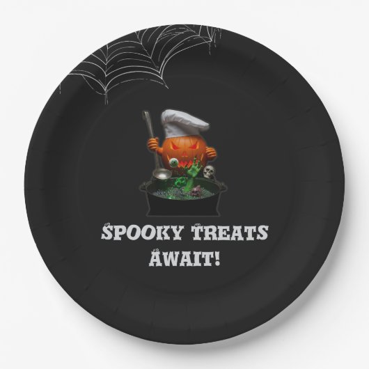 Pumpkin Koch Halloween-Party - Spooky Cauldron Pappteller (Vorderseite)