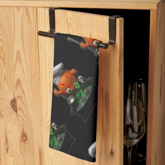 Pumpkin Koch Halloween - Spooky Cauldron Design Geschirrtuch (Drittel gefaltet)