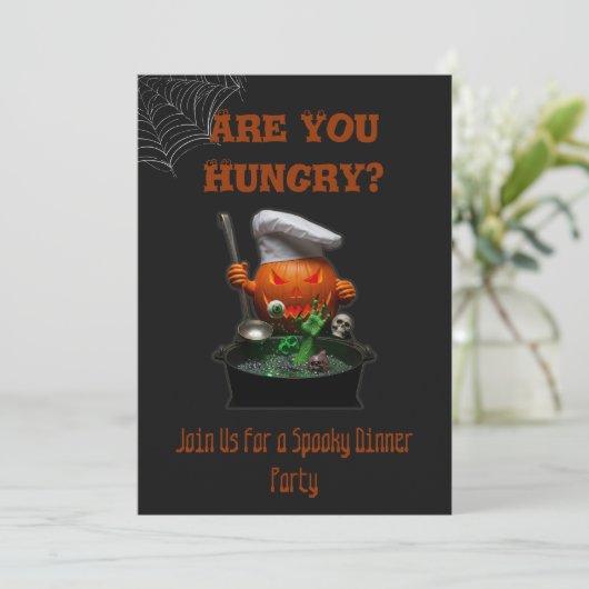 Pumpkin Koch Halloween - Spooky Dinner Theme Einladung (Stehend Vorderseite)
