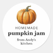 Pumpkin-Konfitüre hausgemachte Rezeptorenmarke Runder Aufkleber (Vorderseite)