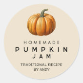 Pumpkin-Konfitüre hausgemachte Rezeptorenmarke Runder Aufkleber (Vorderseite)