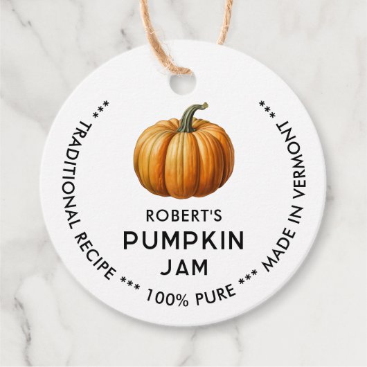 Pumpkin-Konfitüre mit Vintagem Kürbis Geschenkanhänger (Vorderseite)