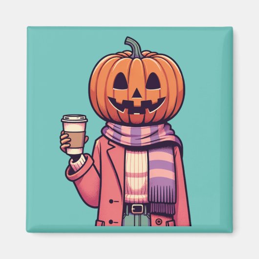 Pumpkin-Kopf-Kaffeesaison Magnet (Vorne)