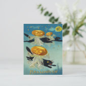 Pumpkin Kürbislaterne Black Cat Hexe Postkarte (Stehend Vorderseite)
