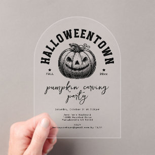 Pumpkin Kürbislaterne Black Halloween-Party Acryleinladungen