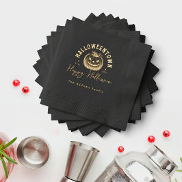 Pumpkin Kürbislaterne Black Halloween-Party Servietten Mit Folie