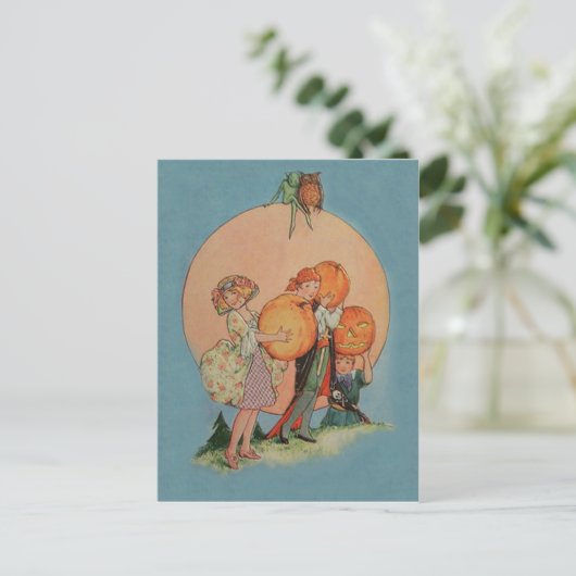 Pumpkin Kürbislaterne Goblin Owl Pirate Postkarte (Stehend Vorderseite)