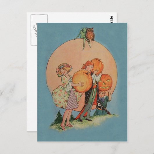 Pumpkin Kürbislaterne Goblin Owl Pirate Postkarte (Vorne/Hinten)