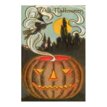 Pumpkin-Kürbislaterne Hexe Vollmond