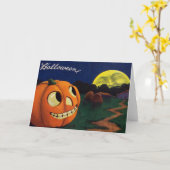 Pumpkin Kürbislaterne Mann auf dem Mond Karte (Gelbe Blume)