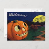 Pumpkin Kürbislaterne Mann auf dem Mond Postkarte (Vorne/Hinten)