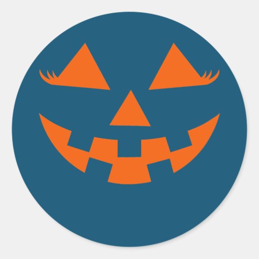 Pumpkin-Kürbislaterne mit Girl-Eyelashes Runder Aufkleber (Vorderseite)