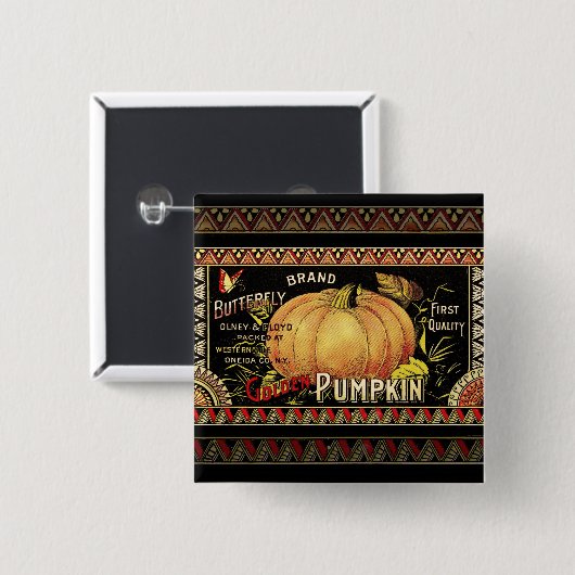 Pumpkin Label Antique Butterfly Marke Button (Vorne & Hinten)