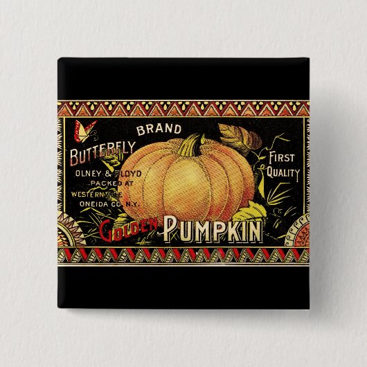 Pumpkin Label Antique Butterfly Marke Button (Vorderseite)