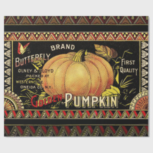 Pumpkin Label Antique Butterfly Marke Geschenkpapier