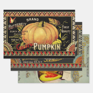 Pumpkin Label Antique Butterfly Marke Geschenkpapier Set
